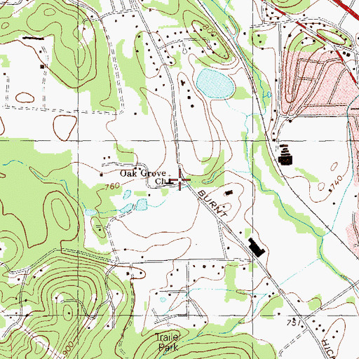Topographic Map of Oak Grove Church, GA