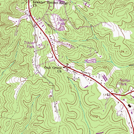 Topographic Map of Oak Grove Baptist Church, GA