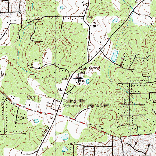 Topographic Map of Oak Grove Elementary School, GA