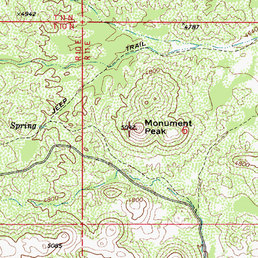 Topographic Map of Monument Peak, AZ