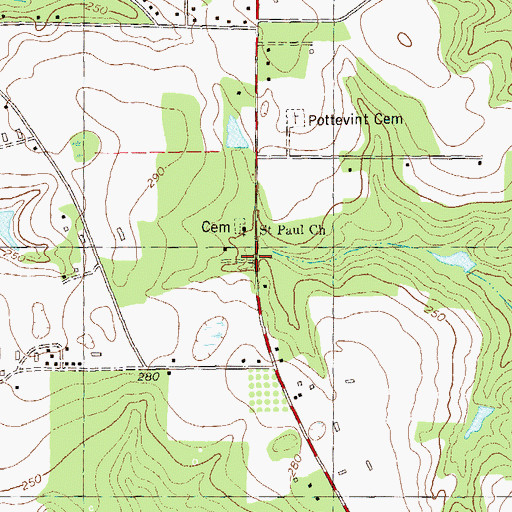 Topographic Map of Oak Grove School (historical), GA