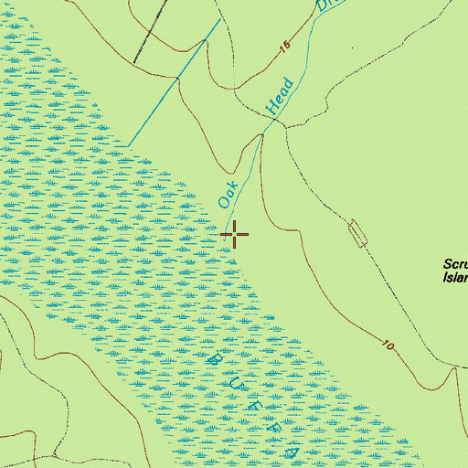 Topographic Map of Oak Head Drain, GA