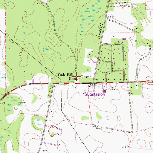Topographic Map of Oak Hill Church, GA