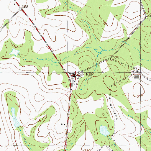 Topographic Map of Oak Hill Church, GA