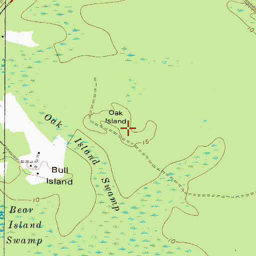 Topographic Map of Oak Island, GA