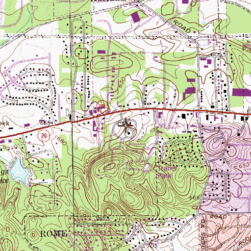 Topographic Map of Oak Knoll Memorial Garden Cemetery, GA