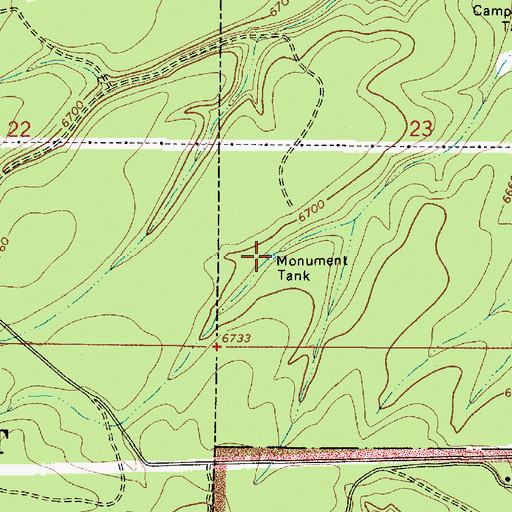 Topographic Map of Monument Tank, AZ