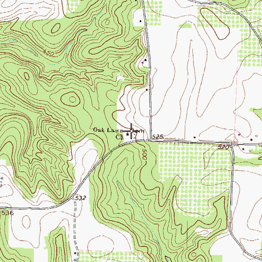 Topographic Map of Oak Lawn Church, GA