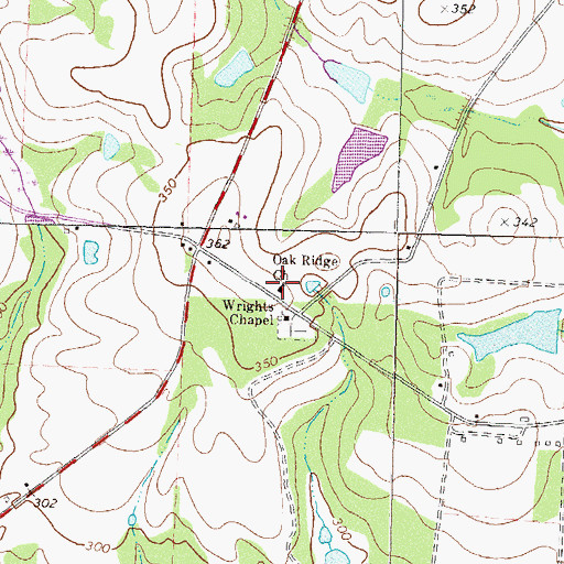 Topographic Map of Oak Ridge Church, GA
