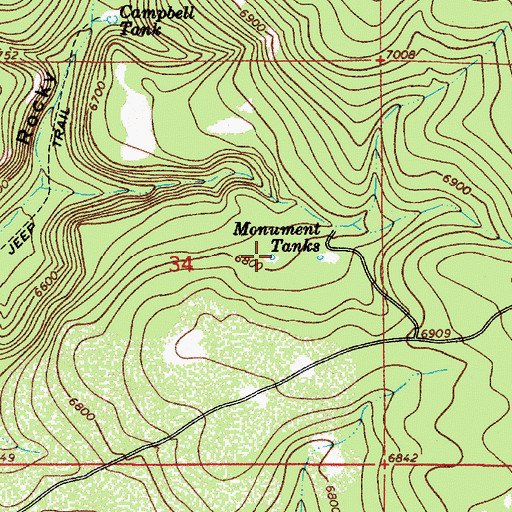 Topographic Map of Monument Tanks, AZ
