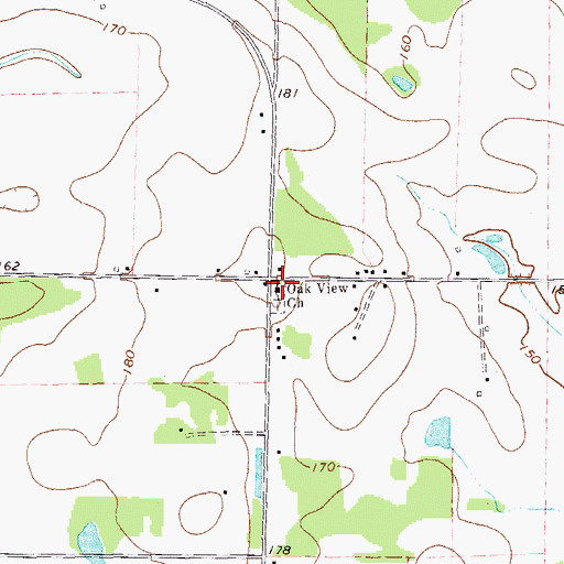 Topographic Map of Oak View Church, GA
