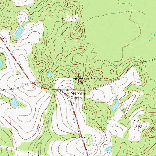 Topographic Map of Oakey Grove Church, GA