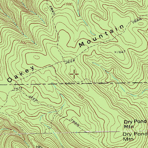 Topographic Map of Oakey Mountain, GA