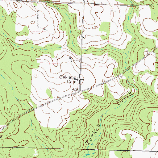 Topographic Map of Oakland Cemetery, GA