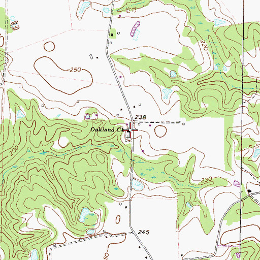 Topographic Map of Oakland Church, GA