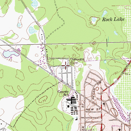 Topographic Map of Oakview Cemetery, GA