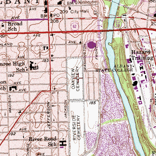 Topographic Map of Oakview Cemetery, GA