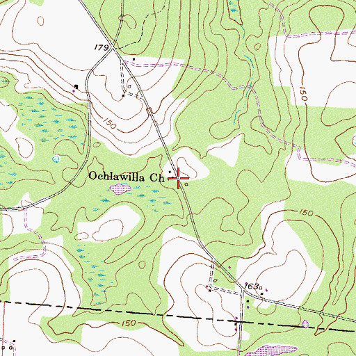 Topographic Map of Ochlawilla Church, GA
