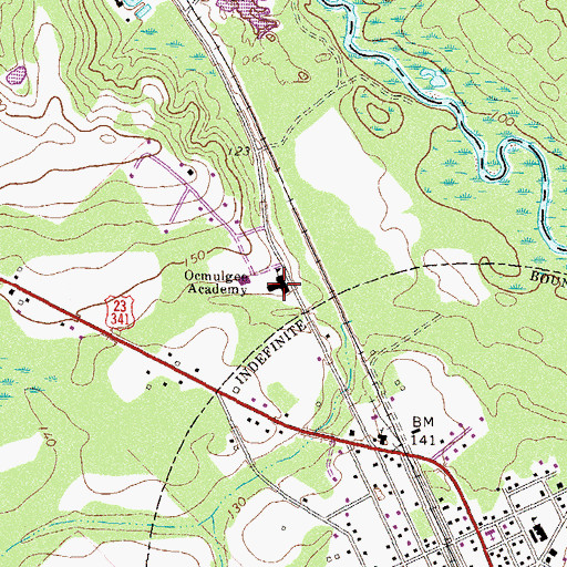 Topographic Map of Ocmulgee Academy, GA