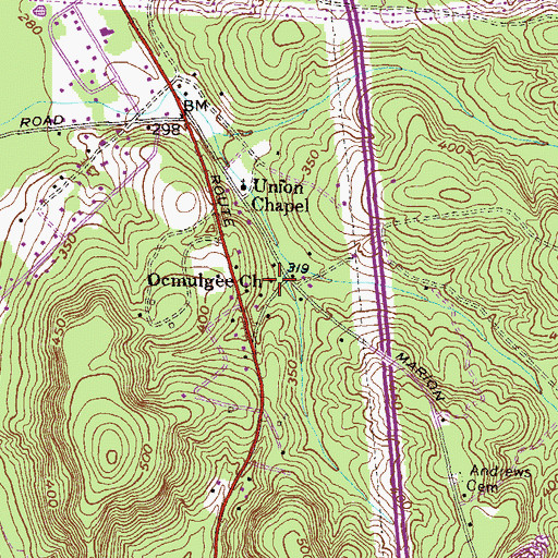 Topographic Map of Ocmulgee Church, GA