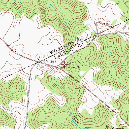 Topographic Map of Oconee Church, GA