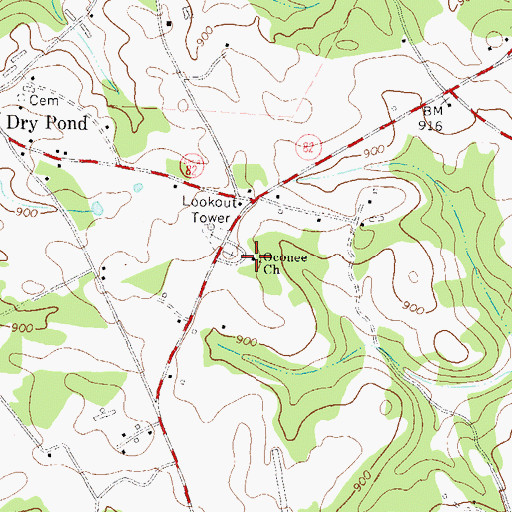 Topographic Map of Oconee Church, GA