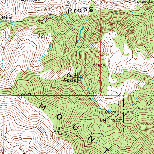 Topographic Map of Cooly Spring, AZ