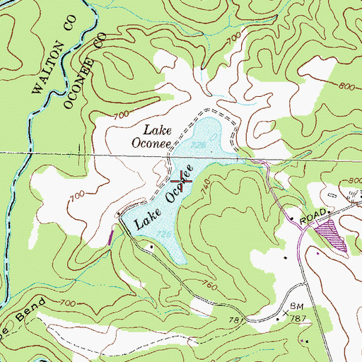 Topographic Map of Lake Oconee, GA