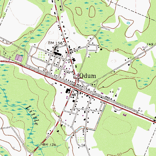 Topographic Map of Odum, GA