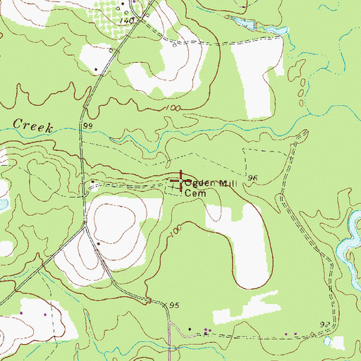 Topographic Map of Ogden Mill Cemetery, GA