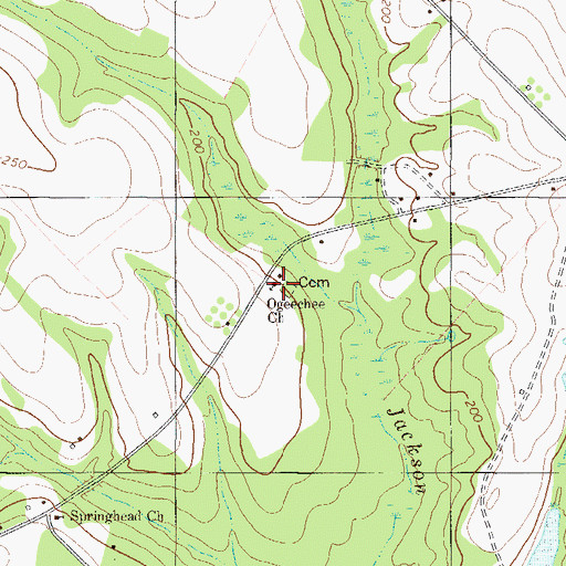 Topographic Map of Ogeechee Church, GA