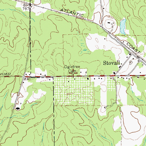 Topographic Map of Ogletree Cemetery, GA