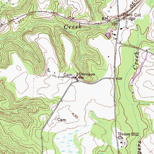 Topographic Map of Ohoopee Church, GA