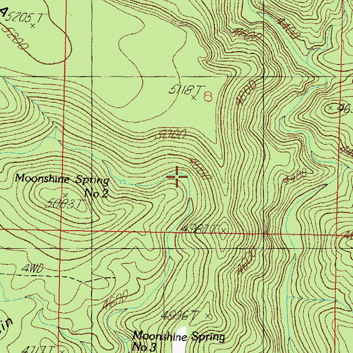 Topographic Map of Moonshine Canyon, AZ