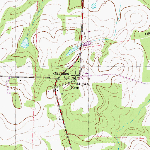 Topographic Map of Okapilco Church, GA