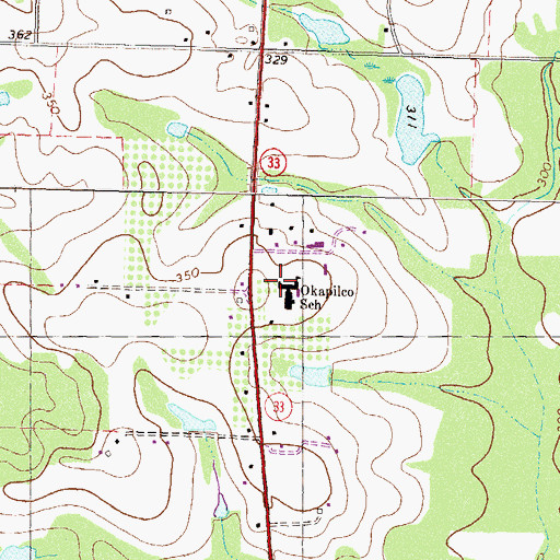 Topographic Map of Okapilco School, GA