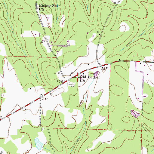 Topographic Map of Old Bethel Church, GA