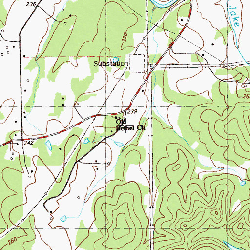 Topographic Map of Old Bethel Church, GA