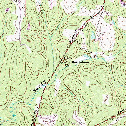 Topographic Map of Old Bethlehem Church, GA