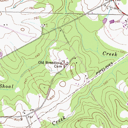 Topographic Map of Old Breedlove Cemetery, GA