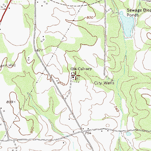 Topographic Map of Old Calvary Church, GA