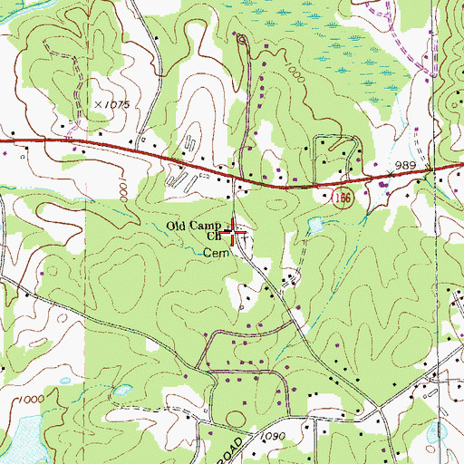 Topographic Map of Old Camp Church, GA
