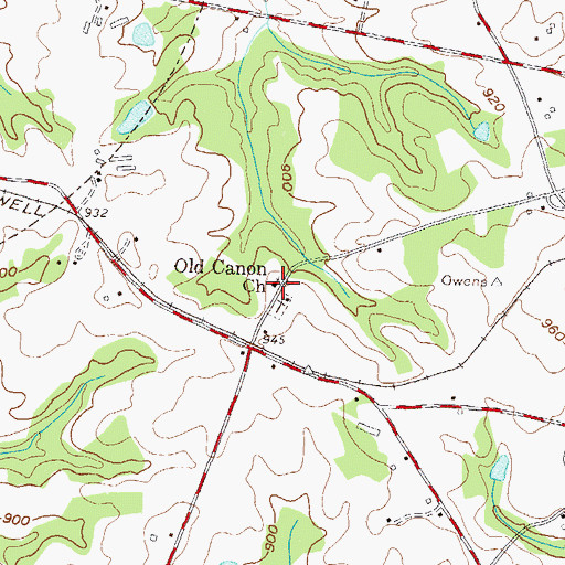 Topographic Map of Old Canon Church, GA