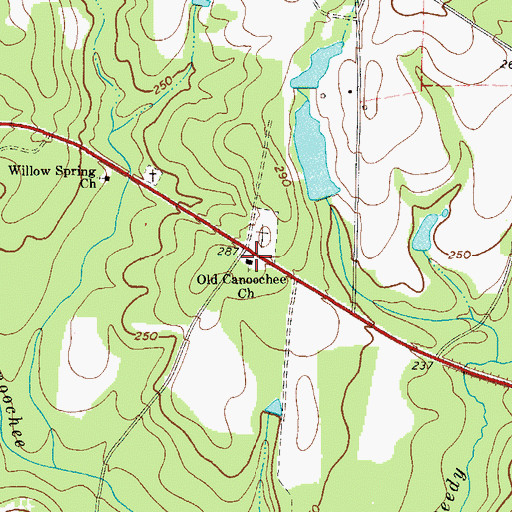Topographic Map of Old Canoochee Church, GA
