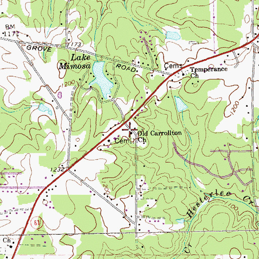 Topographic Map of Old Carrollton Church, GA