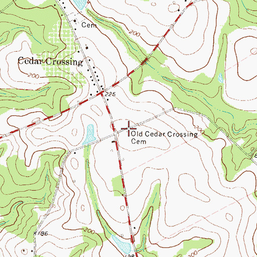 Topographic Map of Old Cedar Crossing Cemetery, GA