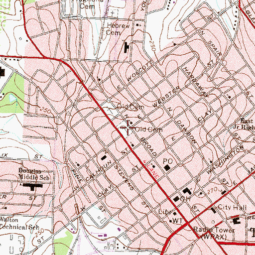 Topographic Map of Old Cemetery, GA