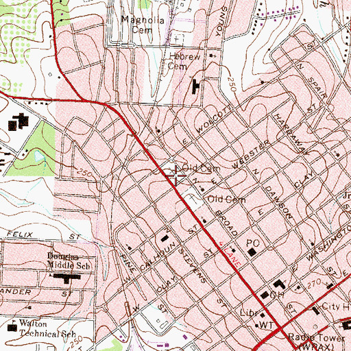 Topographic Map of Old Cemetery, GA
