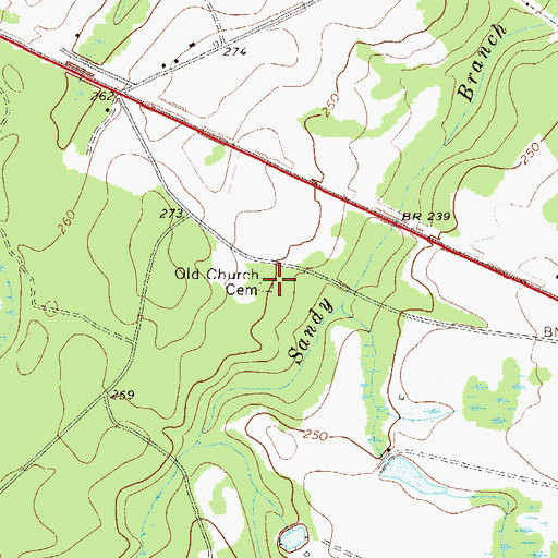 Topographic Map of Old Church Cemetery, GA