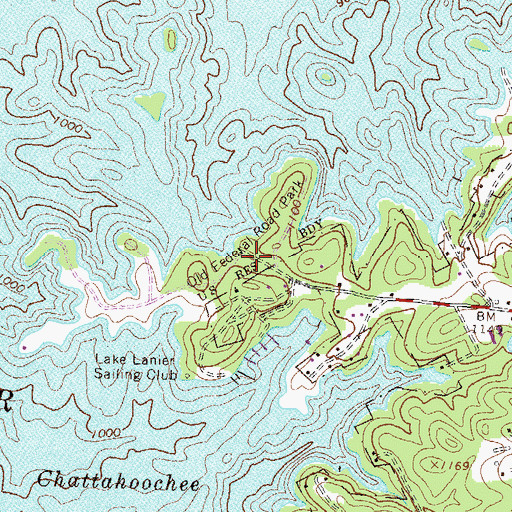 Topographic Map of Old Federal Road Park, GA